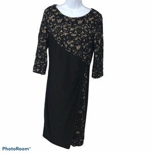 R&M Richards Womens Black Lace Top Formal Dress 14